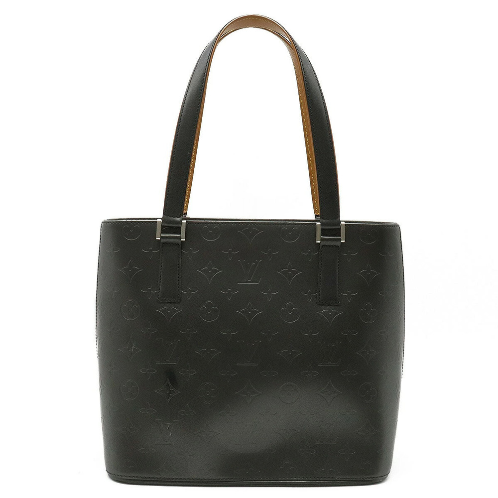 Louis Vuitton Monogram Matte Stockton Tote Bag Shoulder Leather Noir Black